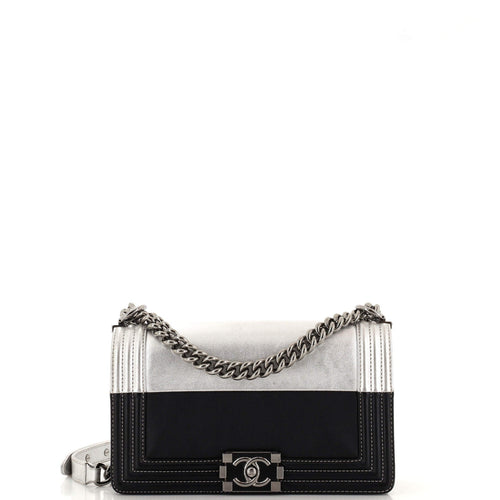 CHANEL Bicolor Boy Flap Bag Calfskin Old Medium