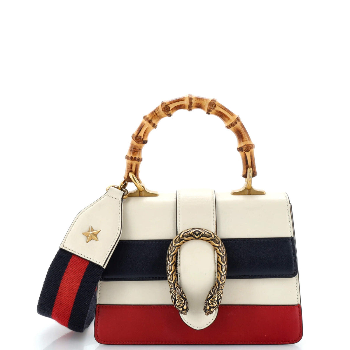 Gucci GUCCI Dionysus Bamboo Top Handle Bag Colorblock Leather Mini