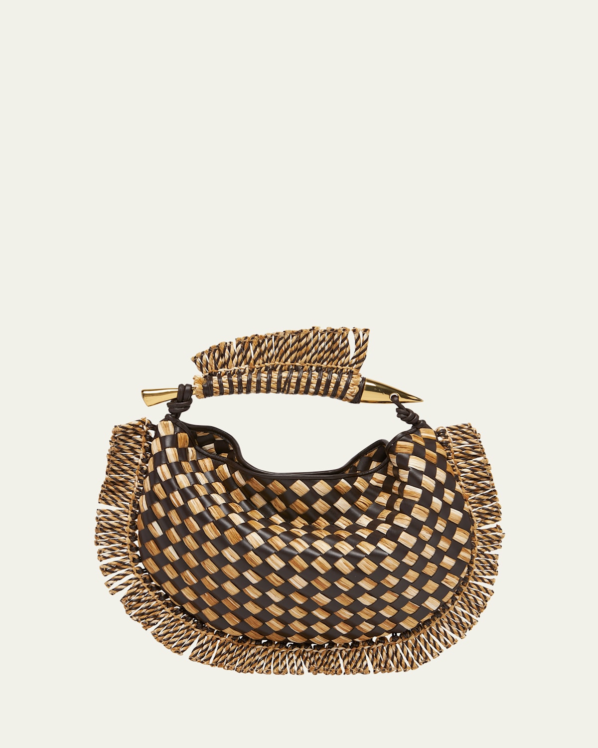 Bottega Veneta Small Sardine Fringe Raffia Top-Handle Bag