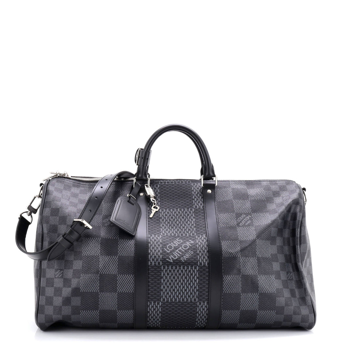Louis Vuitton Keepall Bandouliere Bag Limited Edition Damier Graphite 3D 50