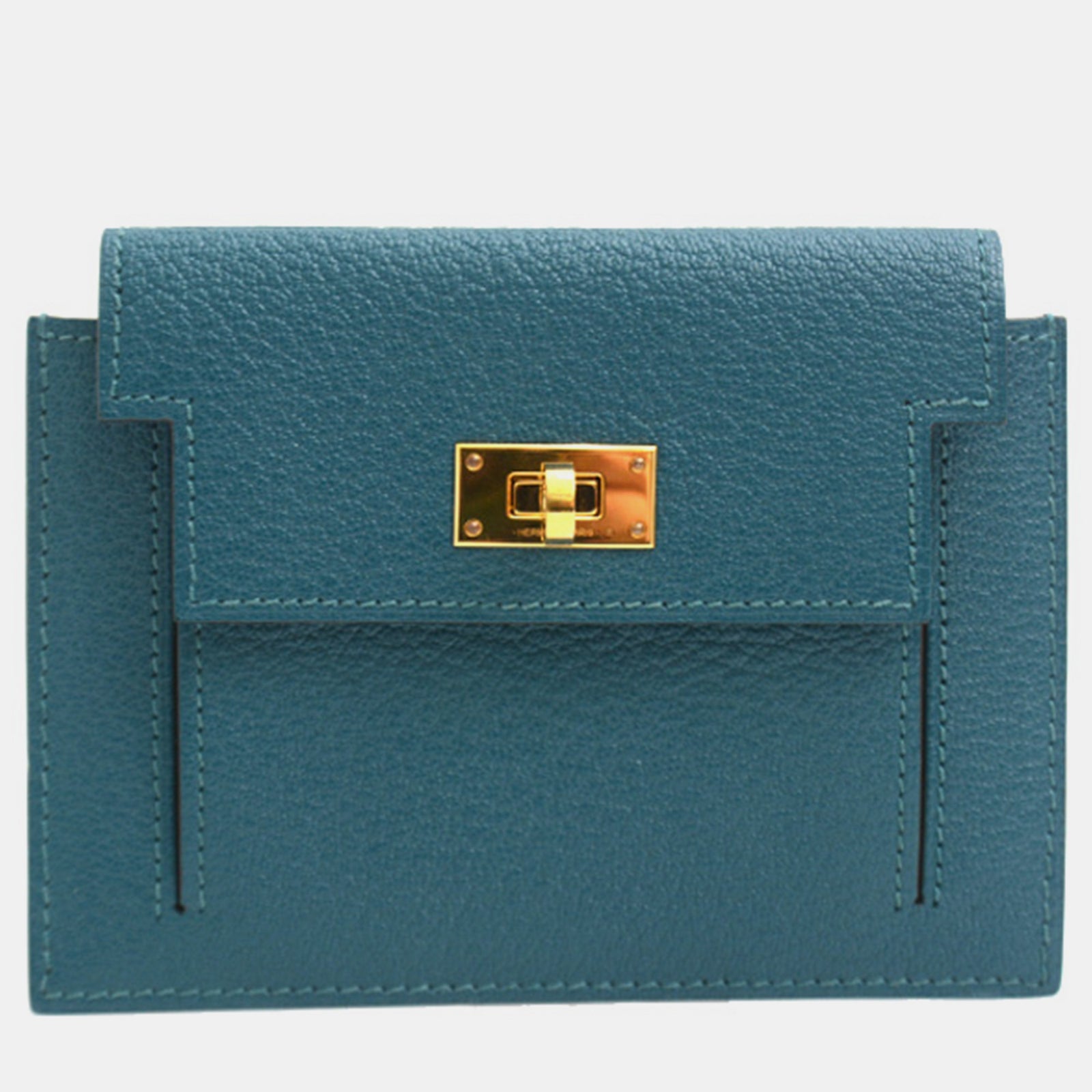 Herm?s Portefeuille compact Kelly Pocket en cuir vert