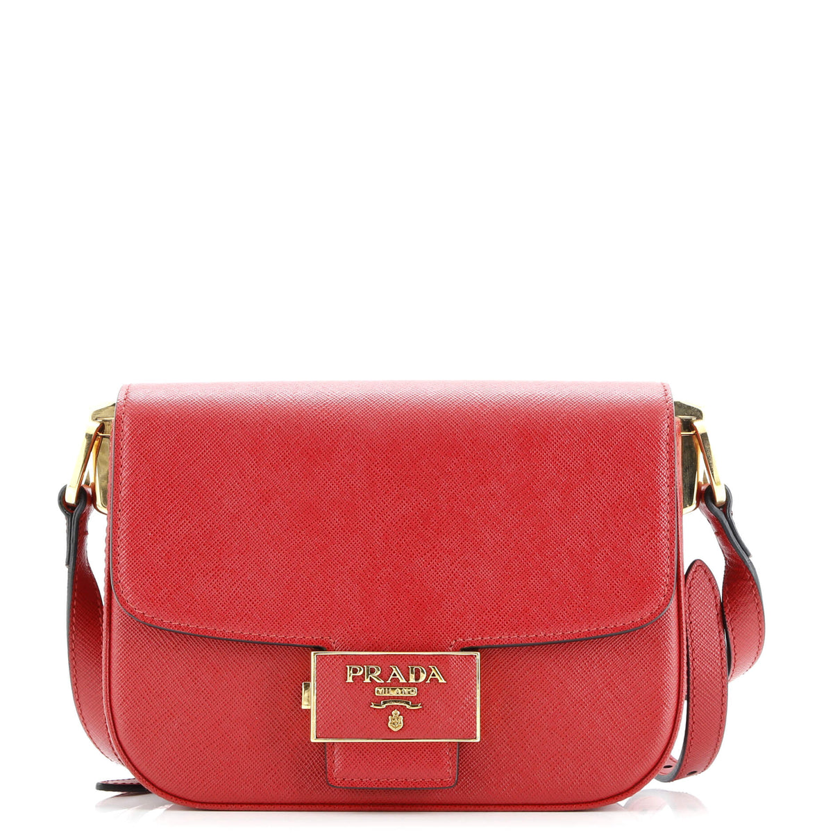 Prada PRADA Embleme Flap Bag Saffiano Leather Small
