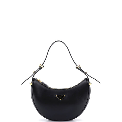 PRADA Arque Half Moon Hobo Leather Small