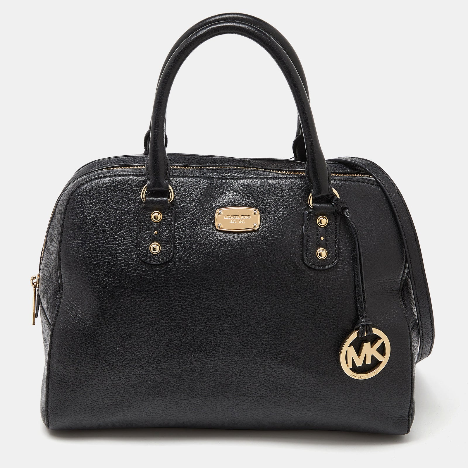 Michael Kors Black Leather Dome Satchel