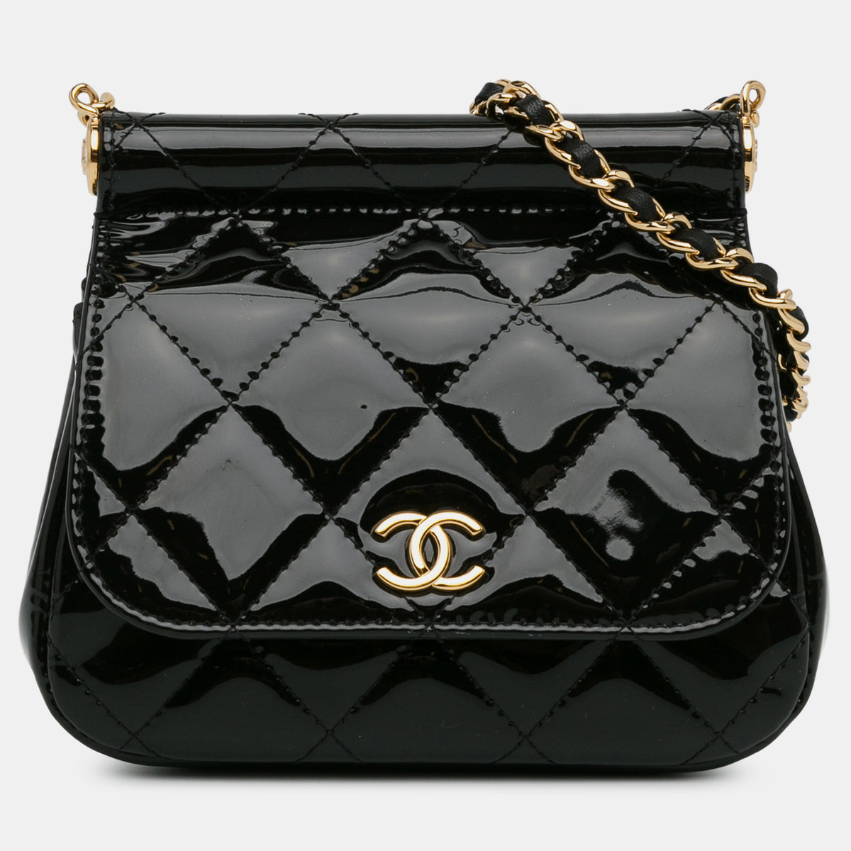 Chanel Patent Frame Clutch Flap with Chain