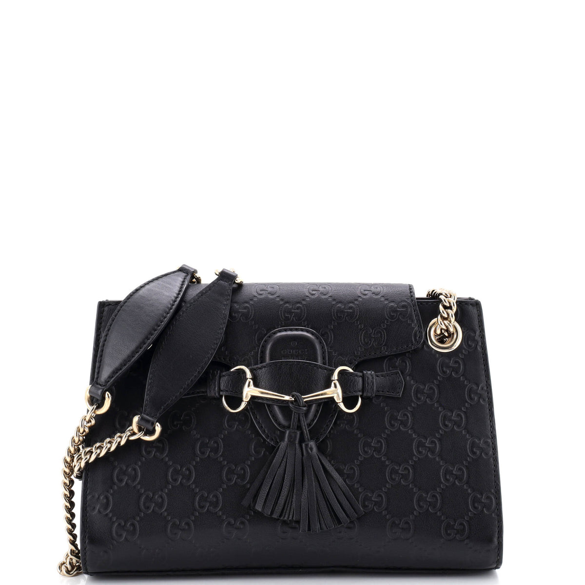 Gucci GUCCI Emily Chain Flap Shoulder Bag Guccissima Leather Small