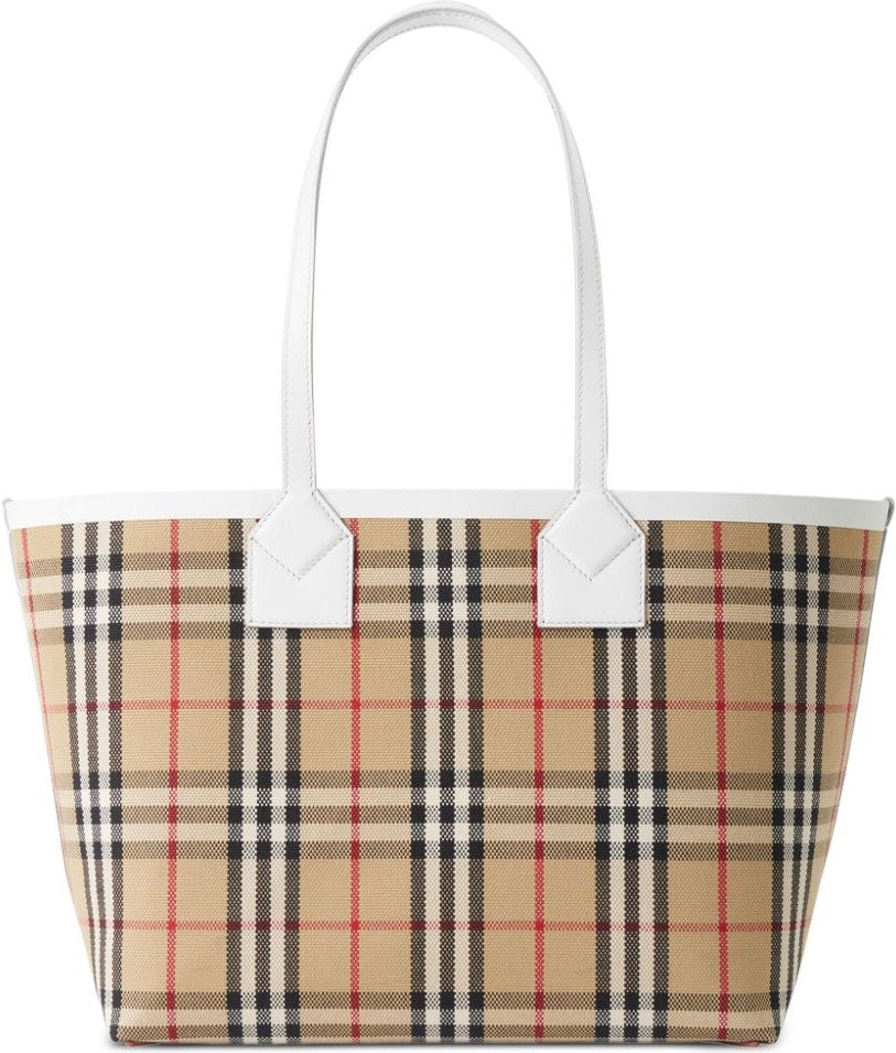 Burberry Women's Check Motif Small Tote Bag in Beige | Size UNI | 8072331A1464