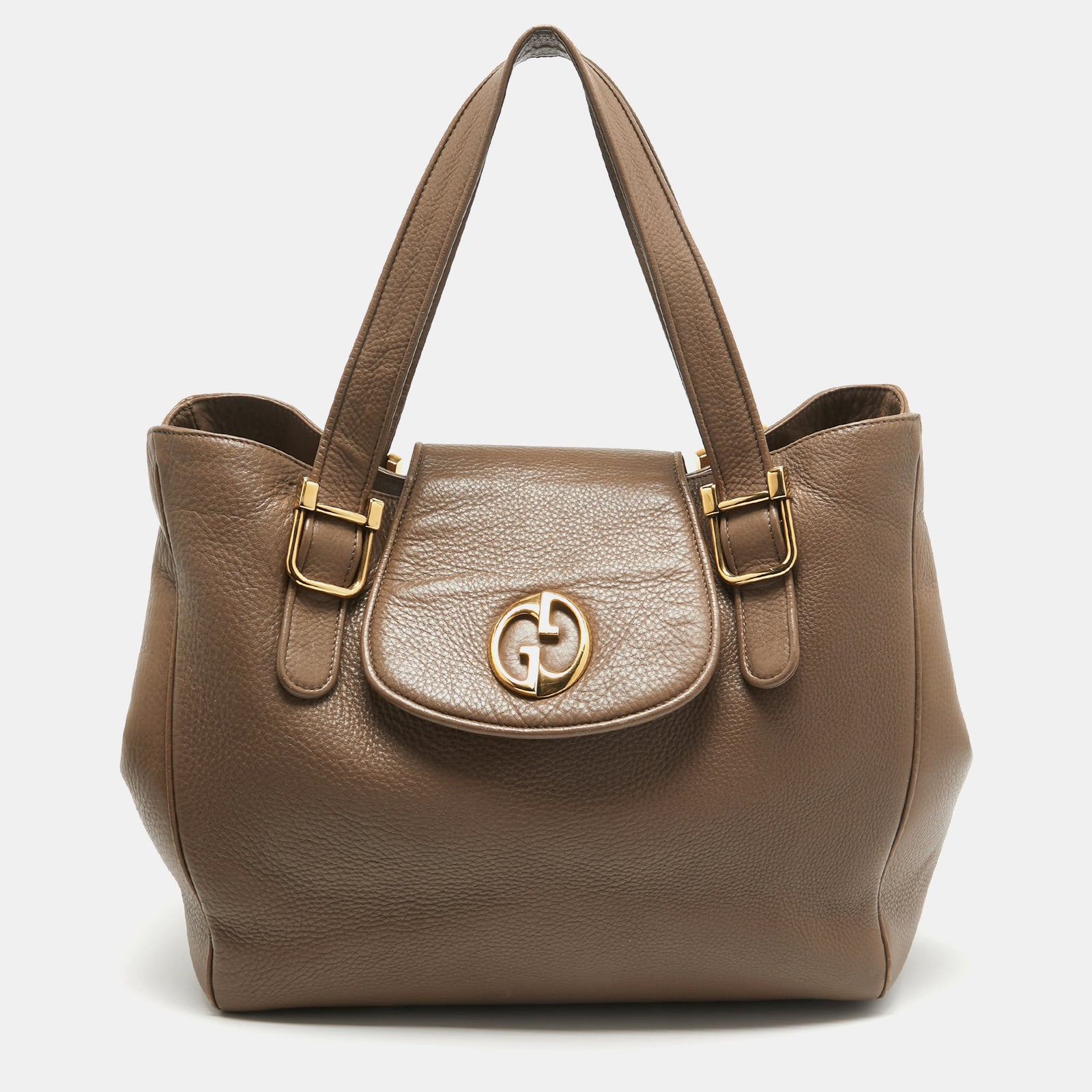 Gucci Beige Leather 1973 Flap Tote