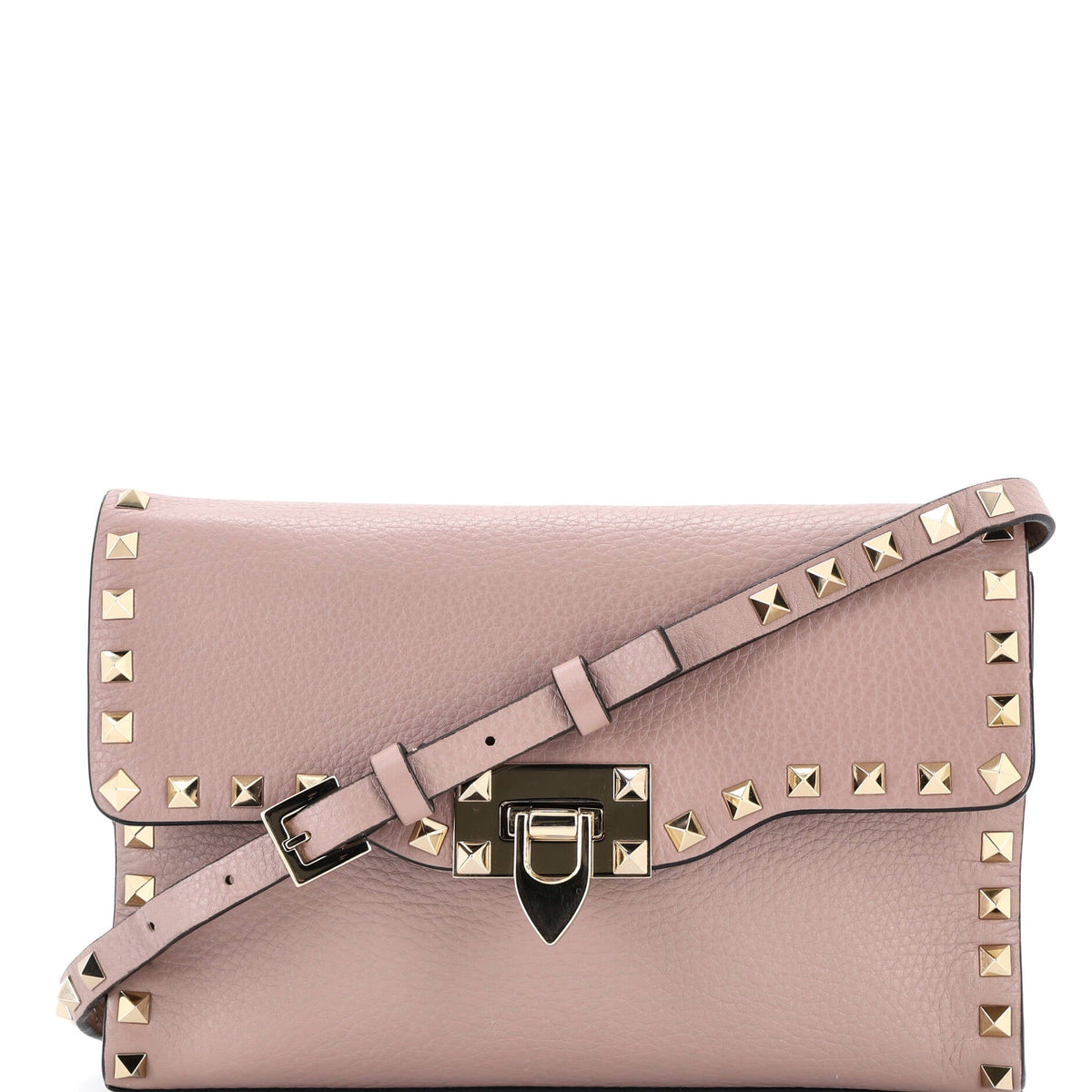 Valentino VALENTINO GARAVANI Rockstud Flip Lock Flap Bag Leather Medium