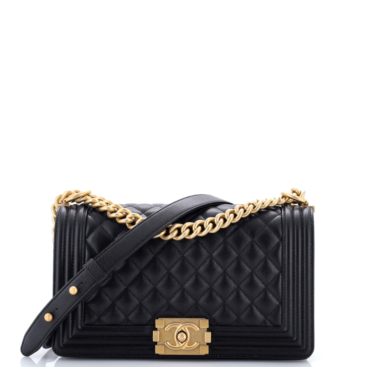 Chanel CHANEL Boy Flap Bag Quilted Caviar Old Medium