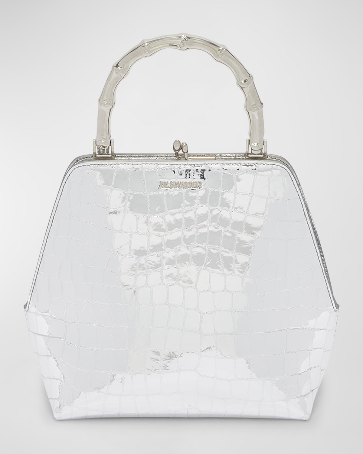 Boss Goji Small Metallic Croc-Embossed Top-Handle Bag