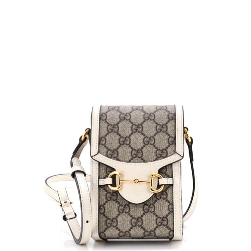 GUCCI Horsebit 1955 Crossbody Bag GG Coated Canvas with Leather Mini