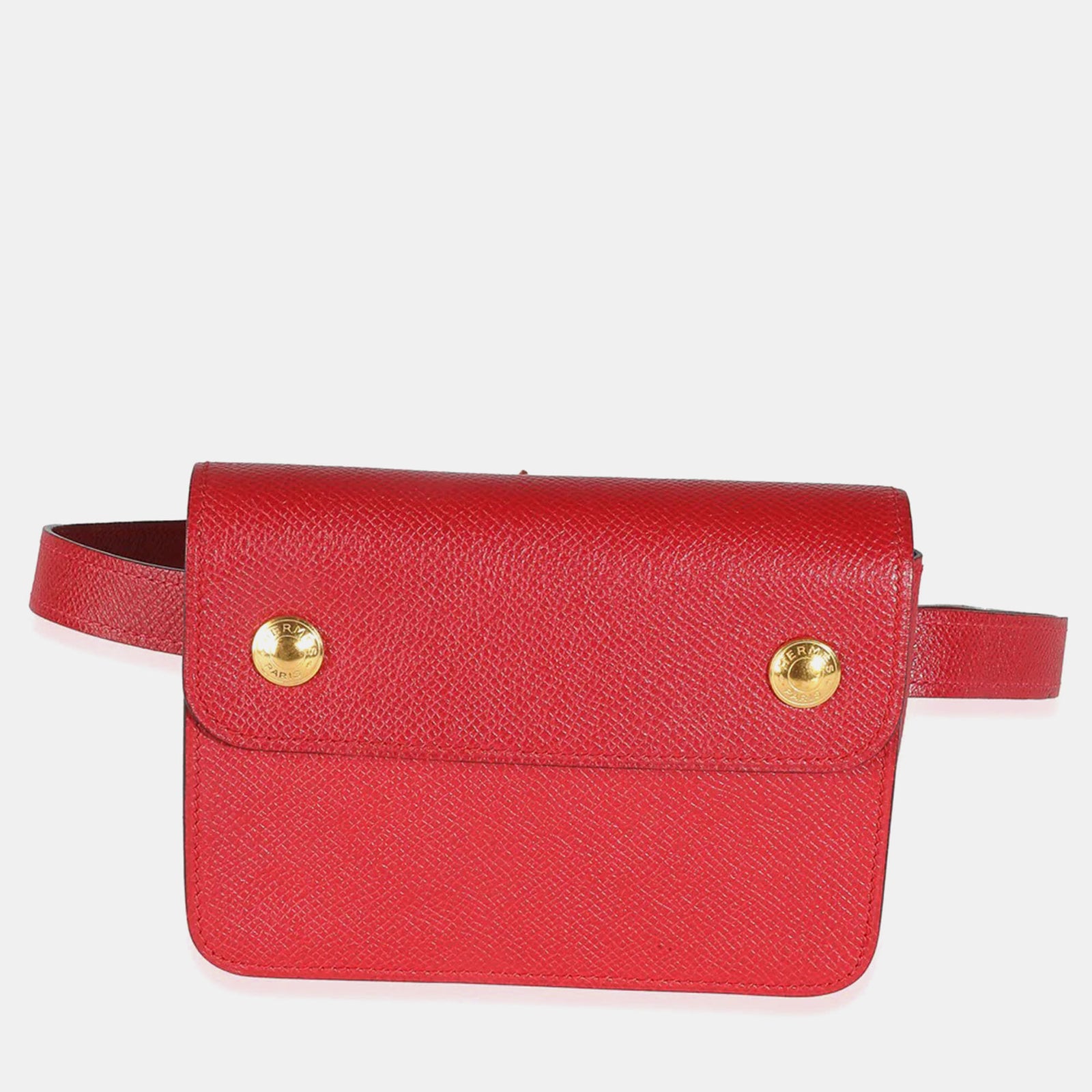 Herm?s Rouge Vif Courchevel Pochette Belt Bag GHW