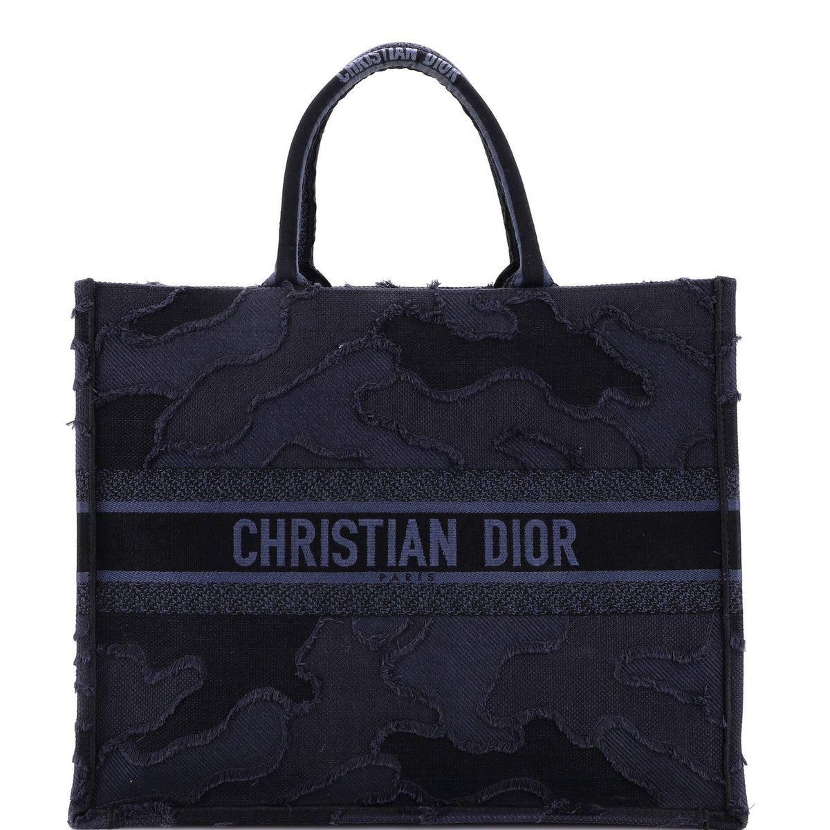 Christian Dior Book Tote Camouflage Embroidered Canvas Large