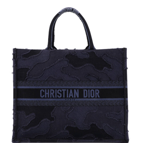 Book Tote Camouflage Embroidered Canvas Large