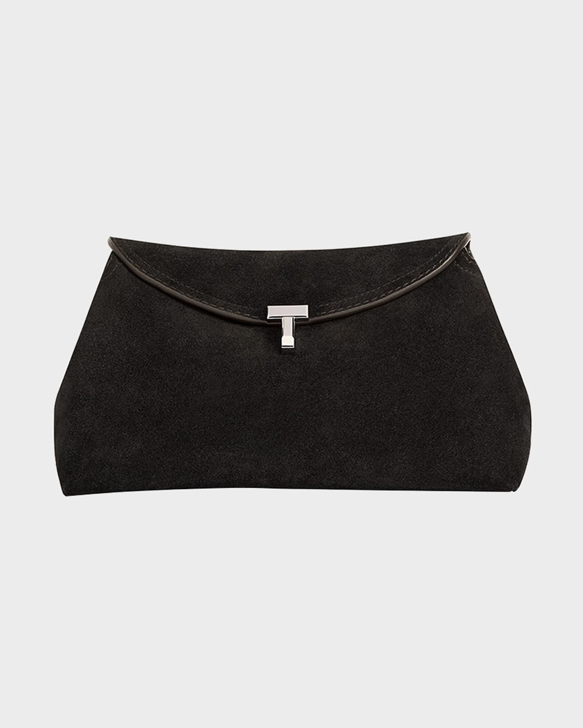 Toteme T-Lock Clutch Bag in Smooth Suede