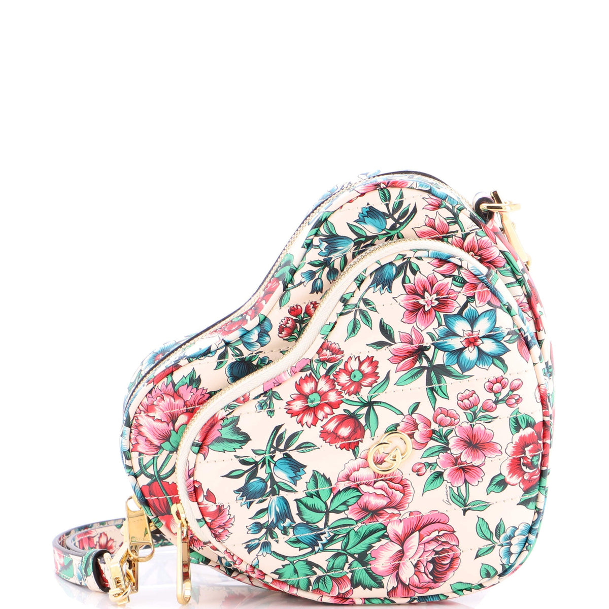 Gucci GUCCI Interlocking G Heart Shoulder Bag Diagonal Quilted Printed Leather Mini