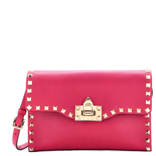VALENTINO GARAVANI Rockstud Flip Lock Flap Bag Leather Small