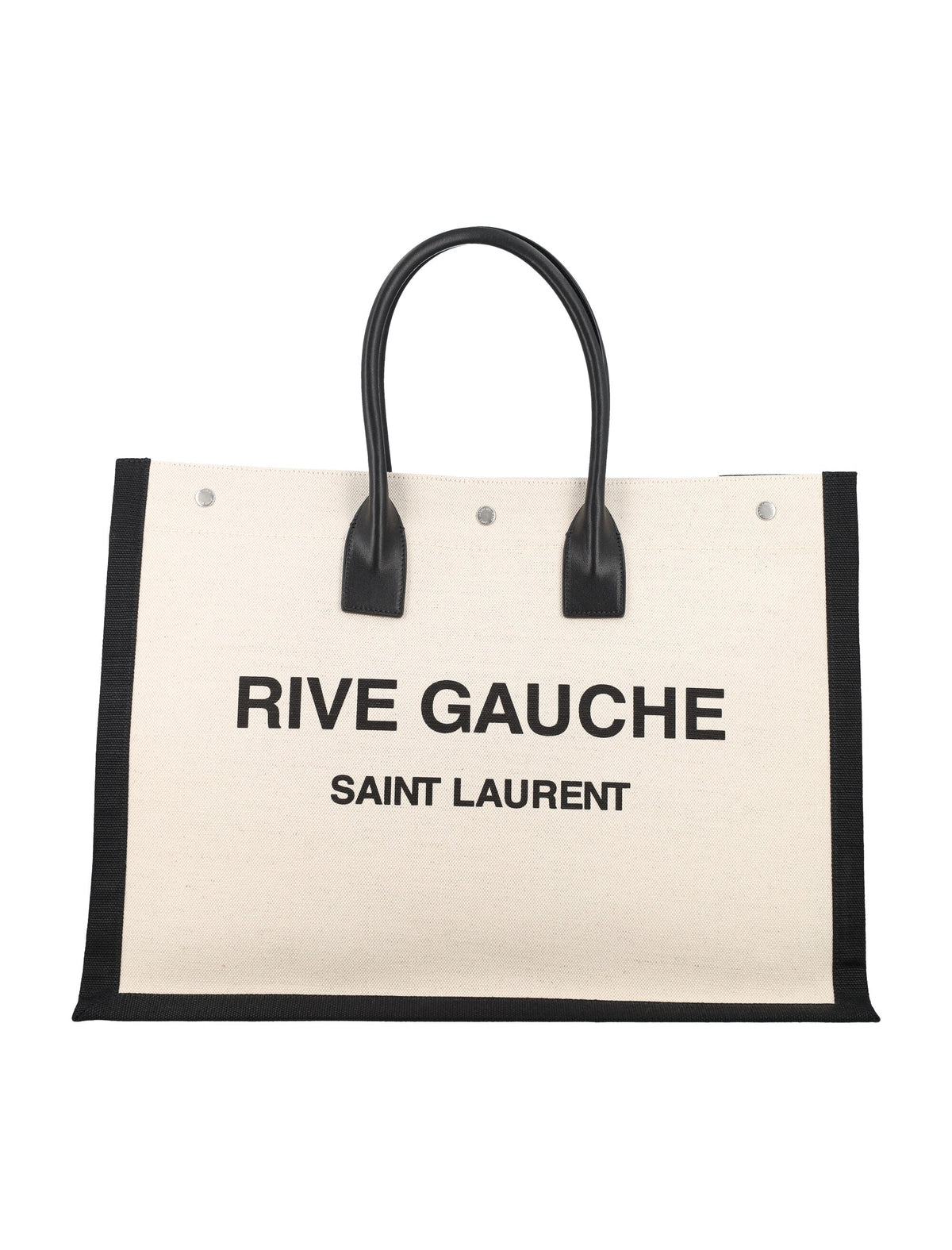 Saint Laurent Men's Rive Gauche Large Tote Bag in Greige Black | 24A509415FAAVU Color 9083