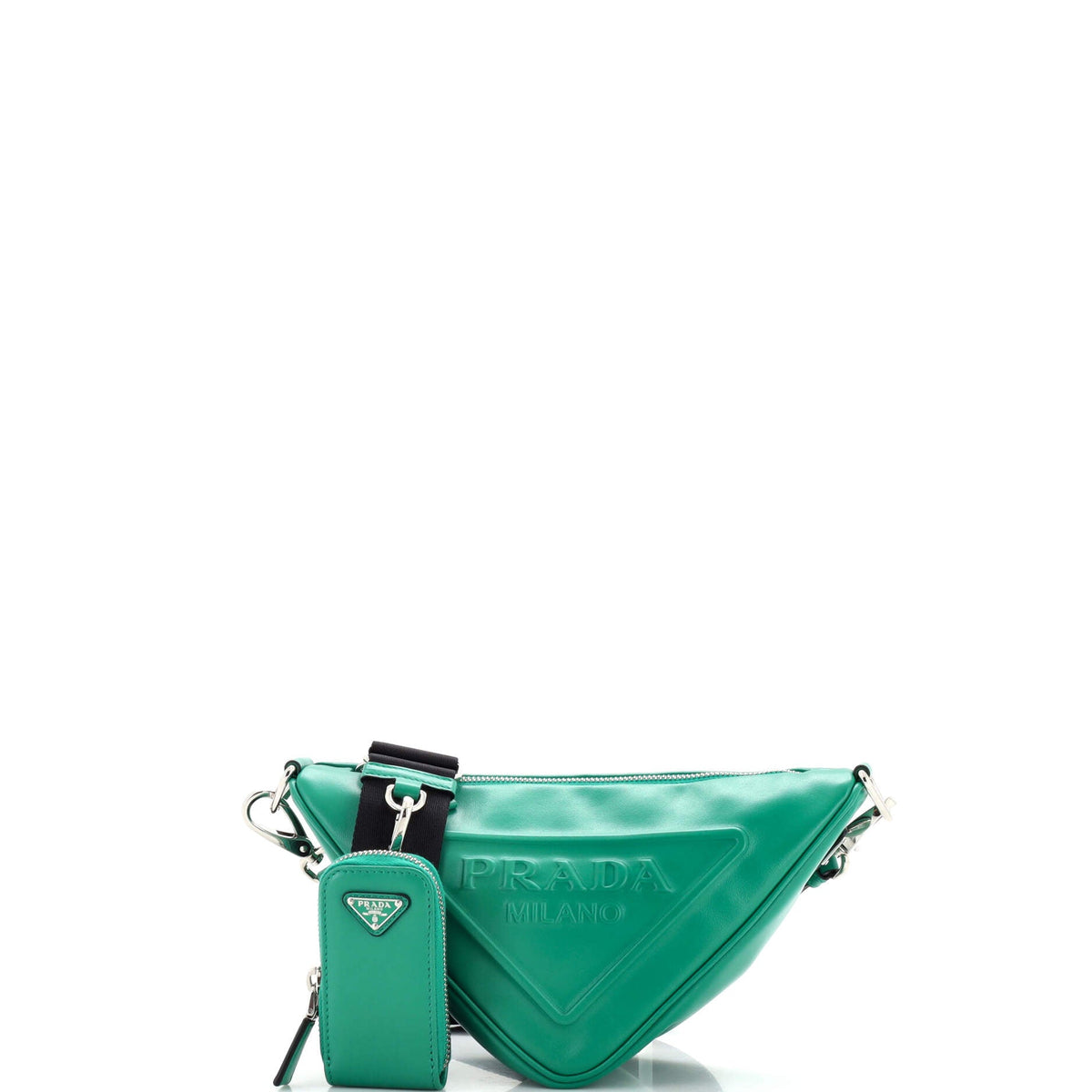 Prada PRADA Triangle Logo Zip Crossbody Bag Leather Small