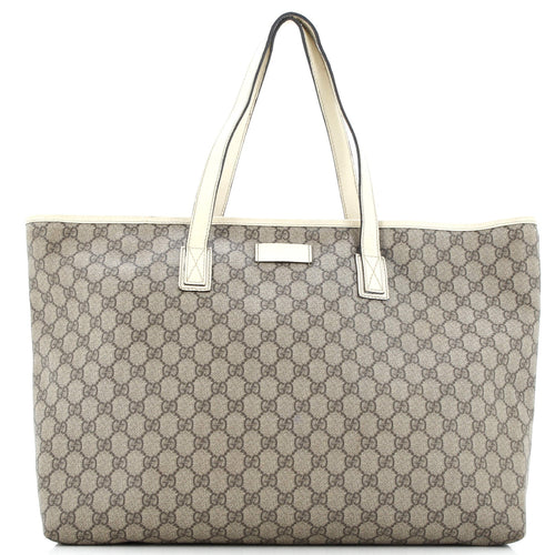 GUCCI Plus Tote GG Coated Canvas with Leather Large