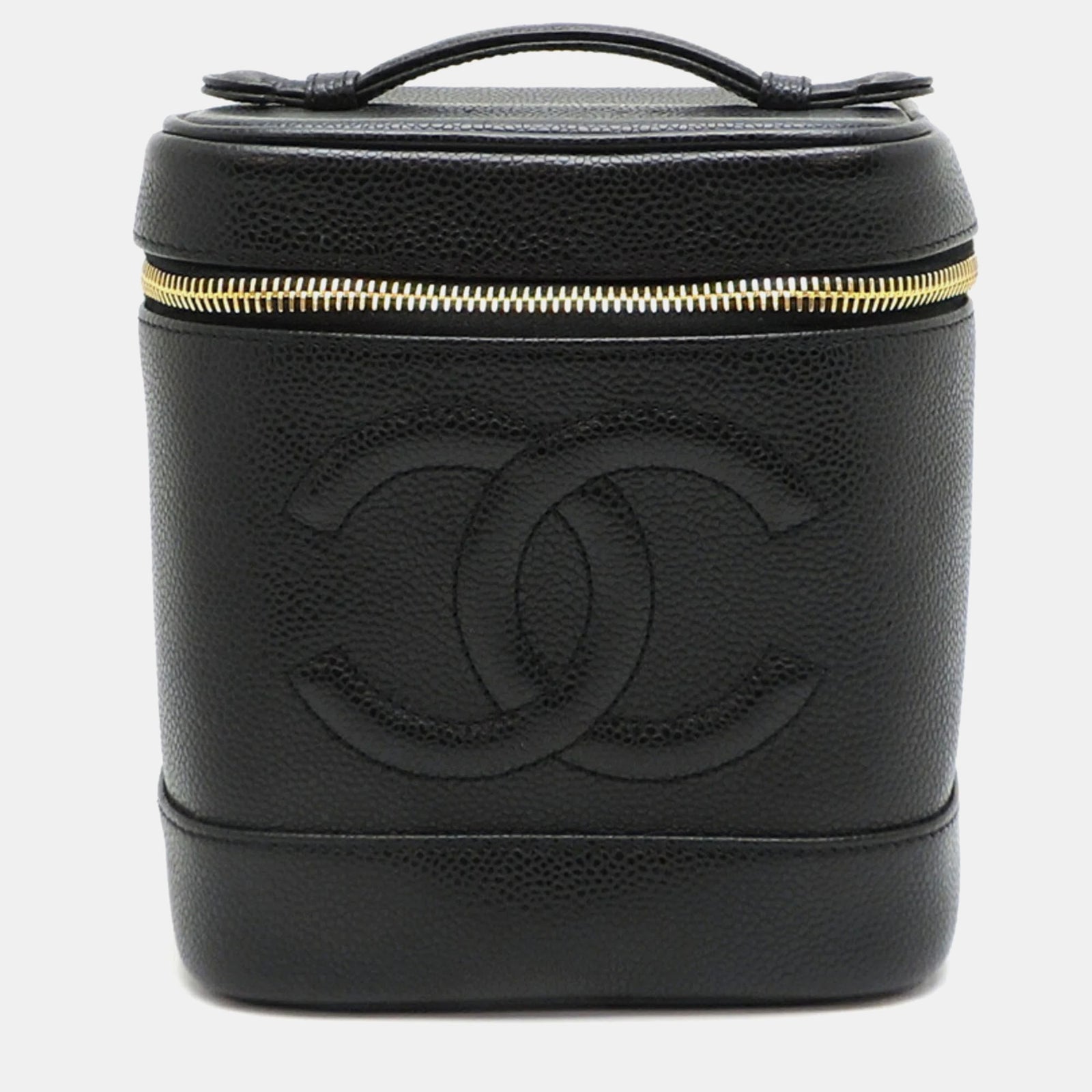 Chanel Black Leather Vanity Case Clutch