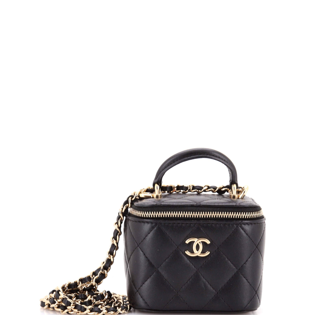Chanel CHANEL Classic Top Handle Vanity Case with Chain Quilted Lambskin Mini