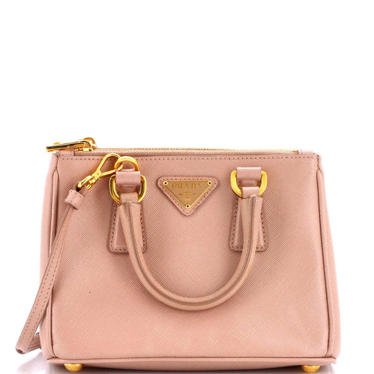 Prada PRADA Galleria Double Zip Tote Saffiano Leather Mini
