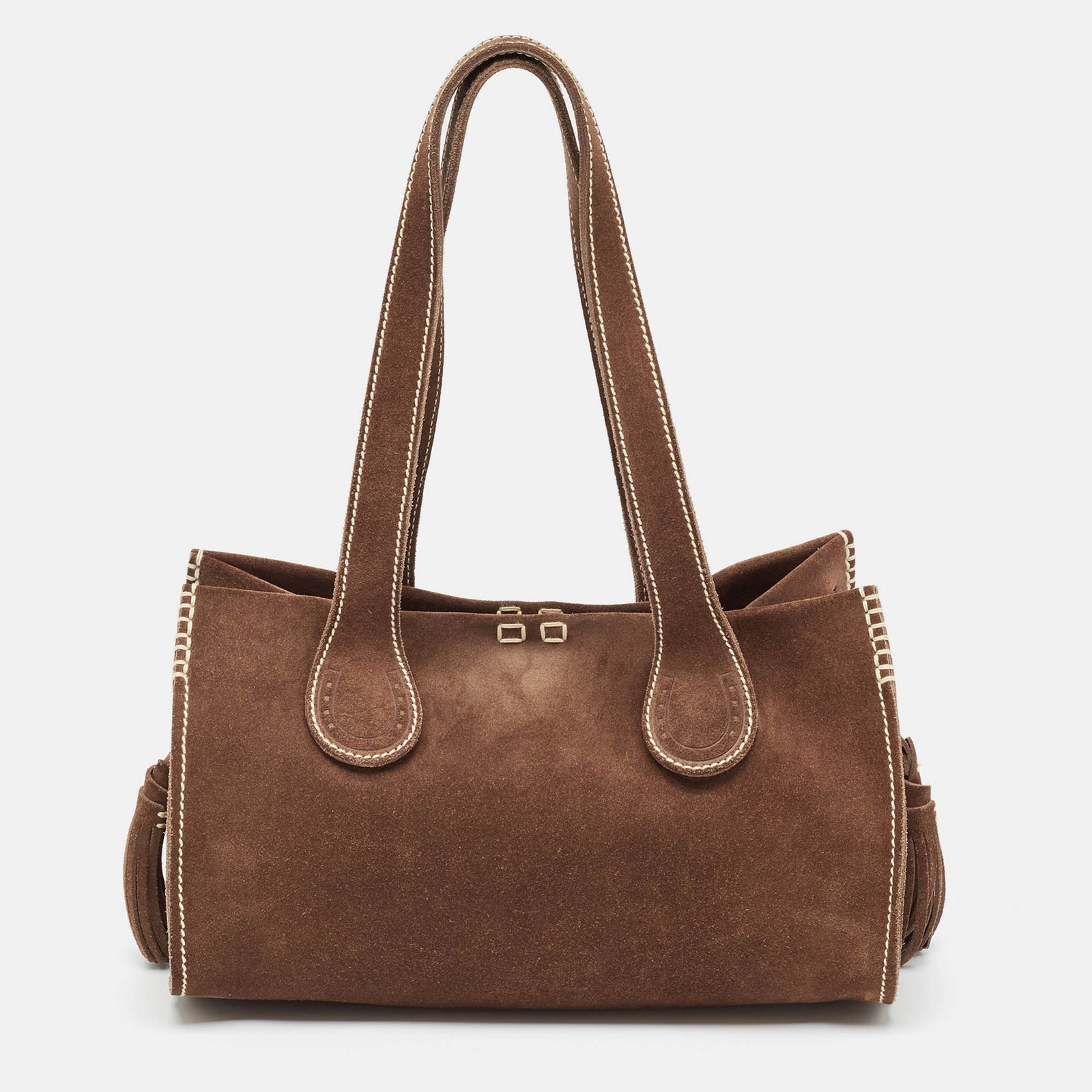 Aigner Brown Suede Tassel Tote