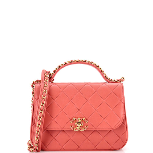 CHANEL Chain Infinity Top Handle Bag Quilted Lambskin Small