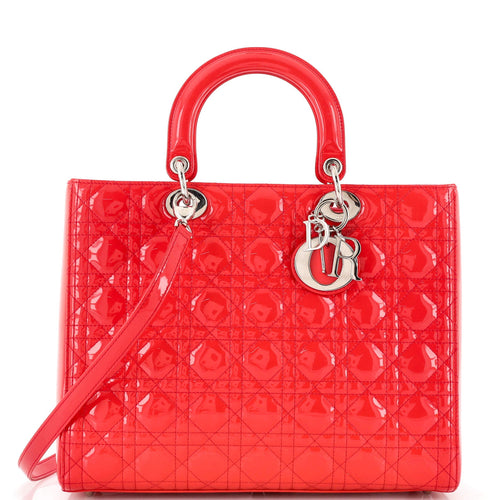 Vintage Lady Dior Bag Cannage Quilt Patent Large