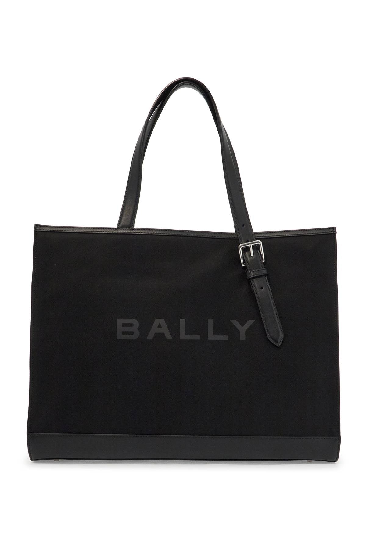 Bally Men's East/west Nylon And Leather Tote Bag in Black | MAE03WNY284