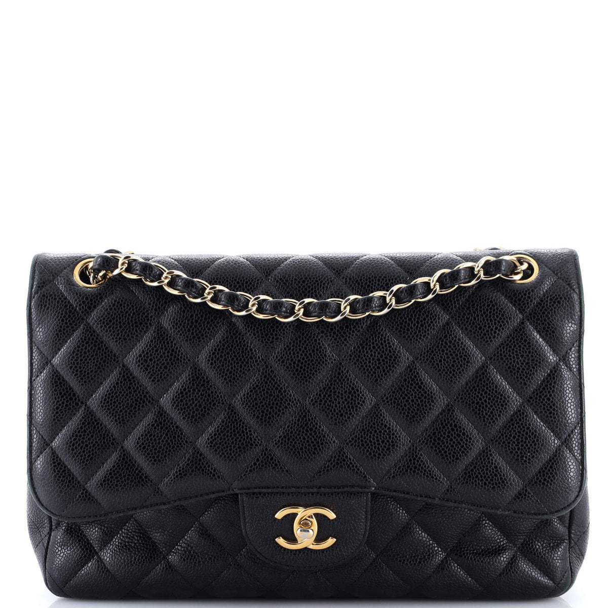 Chanel CHANEL Classic Double Flap Bag Quilted Caviar Jumbo