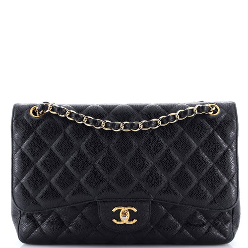 CHANEL Classic Double Flap Bag Quilted Caviar Jumbo