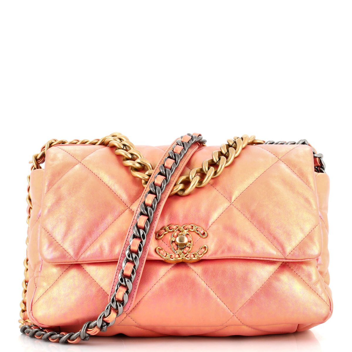 Chanel CHANEL 19 Flap Bag Quilted Iridescent Calfskin Large