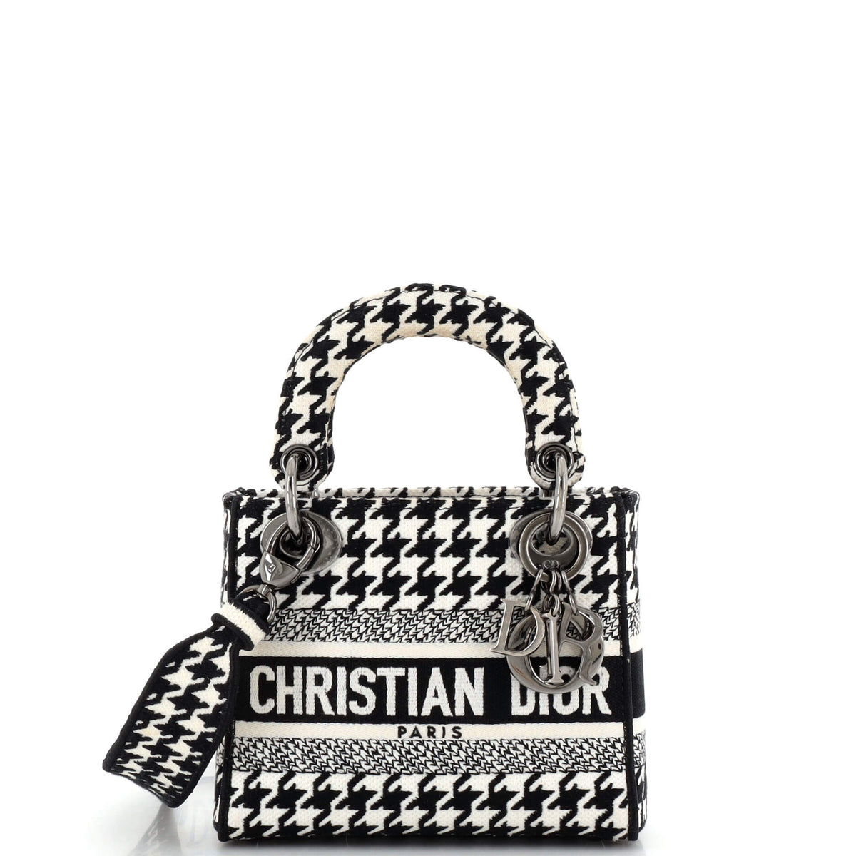 Christian Dior Lady D-Lite Bag Houndstooth Canvas Mini