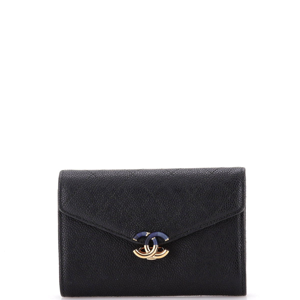 Chanel CHANEL Thread Around Flap Wallet Quilted Caviar Compact