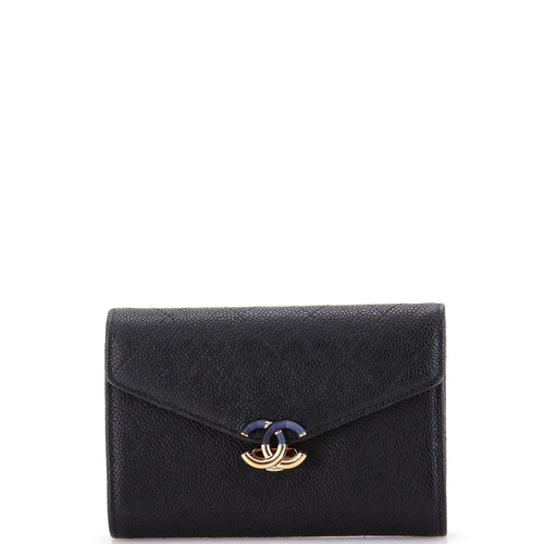 CHANEL Thread Around Flap Wallet Quilted Caviar Compact