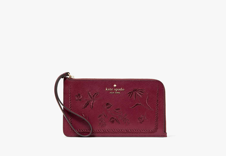 Kate Spade New York Lucy Botanical Embroidered Medium L Zip Wristlet