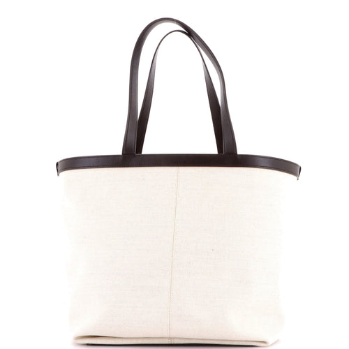 Flip Flap Tote Canvas with Intrecciato Leather Medium