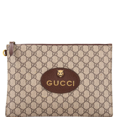 GUCCI Neo Vintage Wristlet Pouch GG Coated Canvas