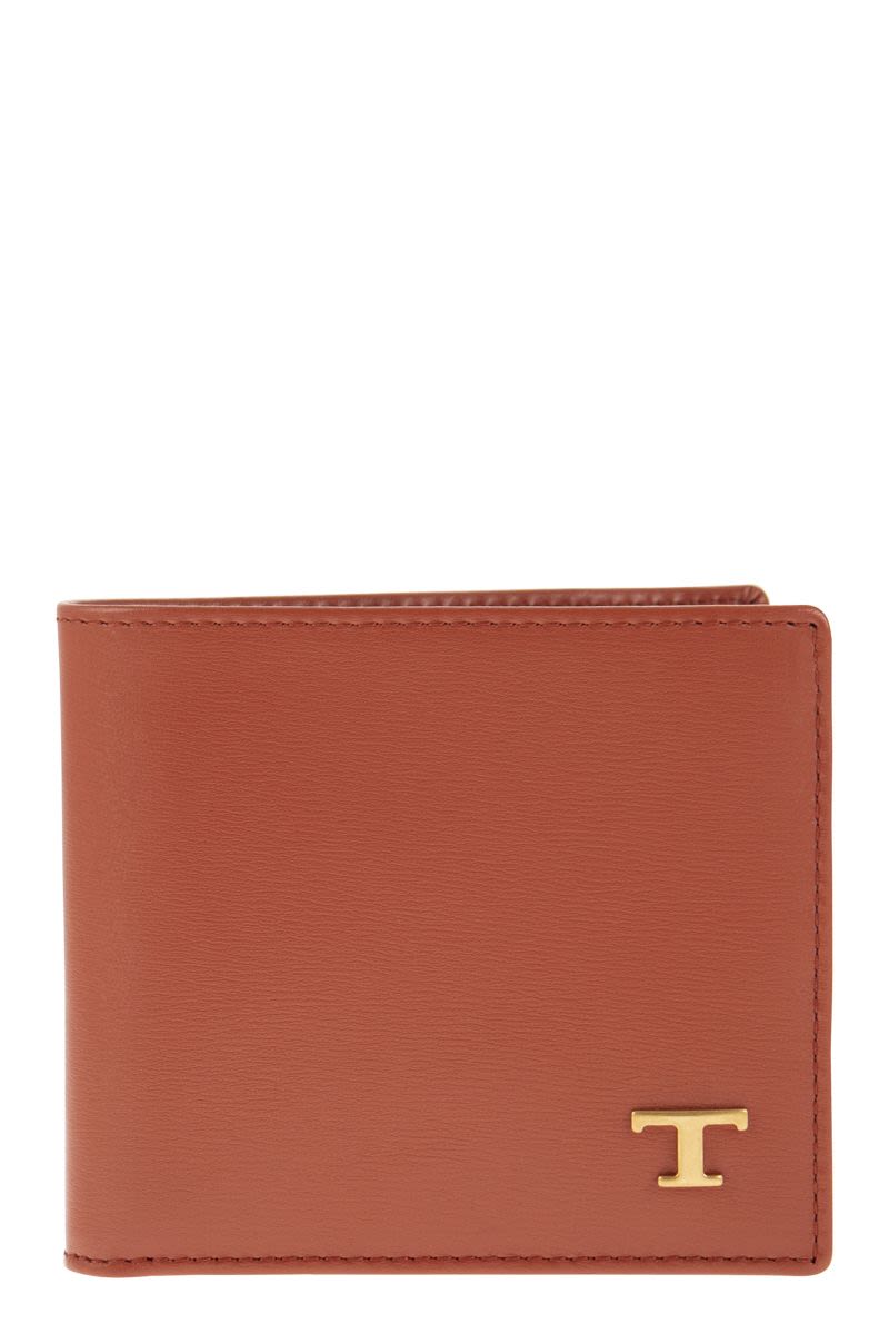 Tod's Men's Leather Wallet With Logo in Sienna | XAMTSYC0300RLO