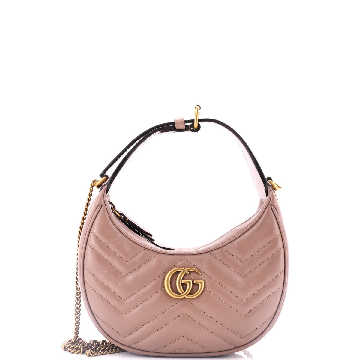 Gucci GUCCI GG Marmont Half Moon Hobo Leather Mini