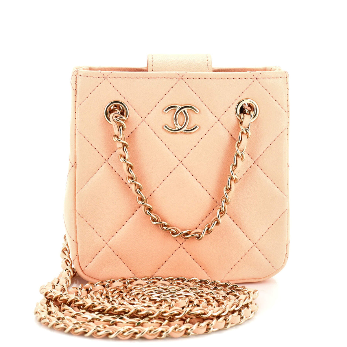 Chanel CHANEL CC Square Clutch with Chain Quilted Lambskin Mini