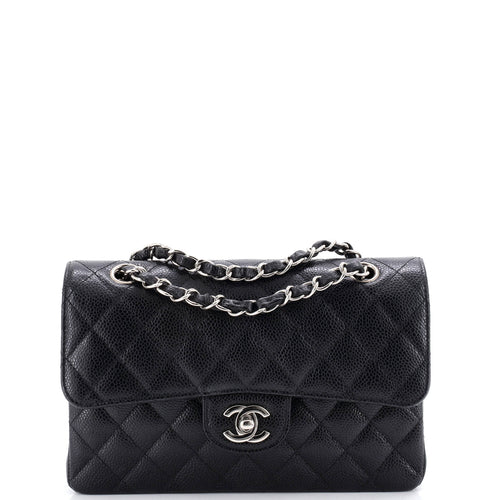 CHANEL Classic Double Flap Bag Quilted Caviar Small