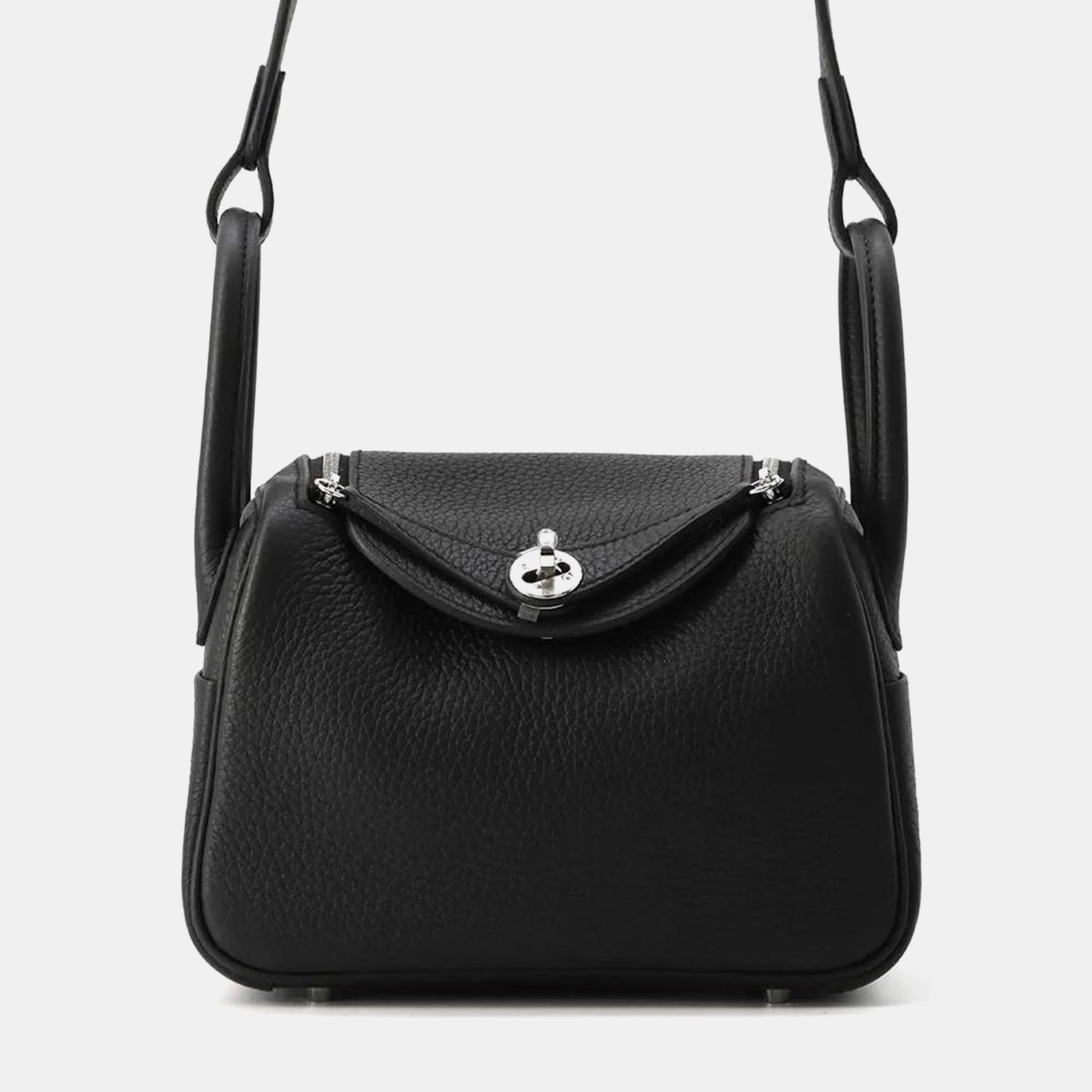 Herm?s Schwarze Taurillon Clemence Lindy Tasche Größe Mini