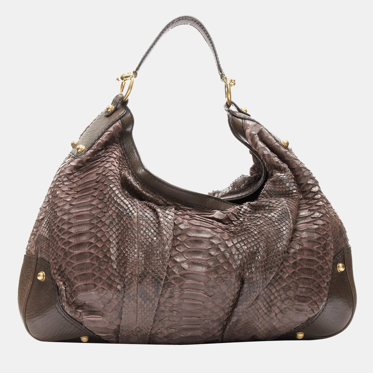 Gucci Burgundy Python Leather Jockey Hobo Bag