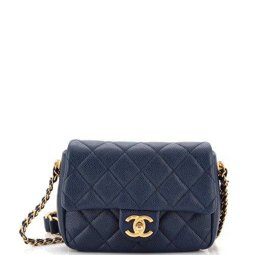 CHANEL Chain Soul Flap Bag Quilted Caviar Mini