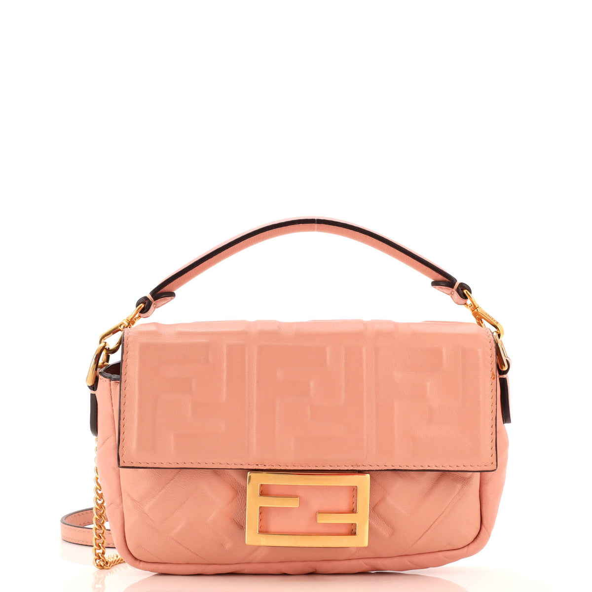 Fendi FENDI Baguette NM Bag Zucca Embossed Leather Mini