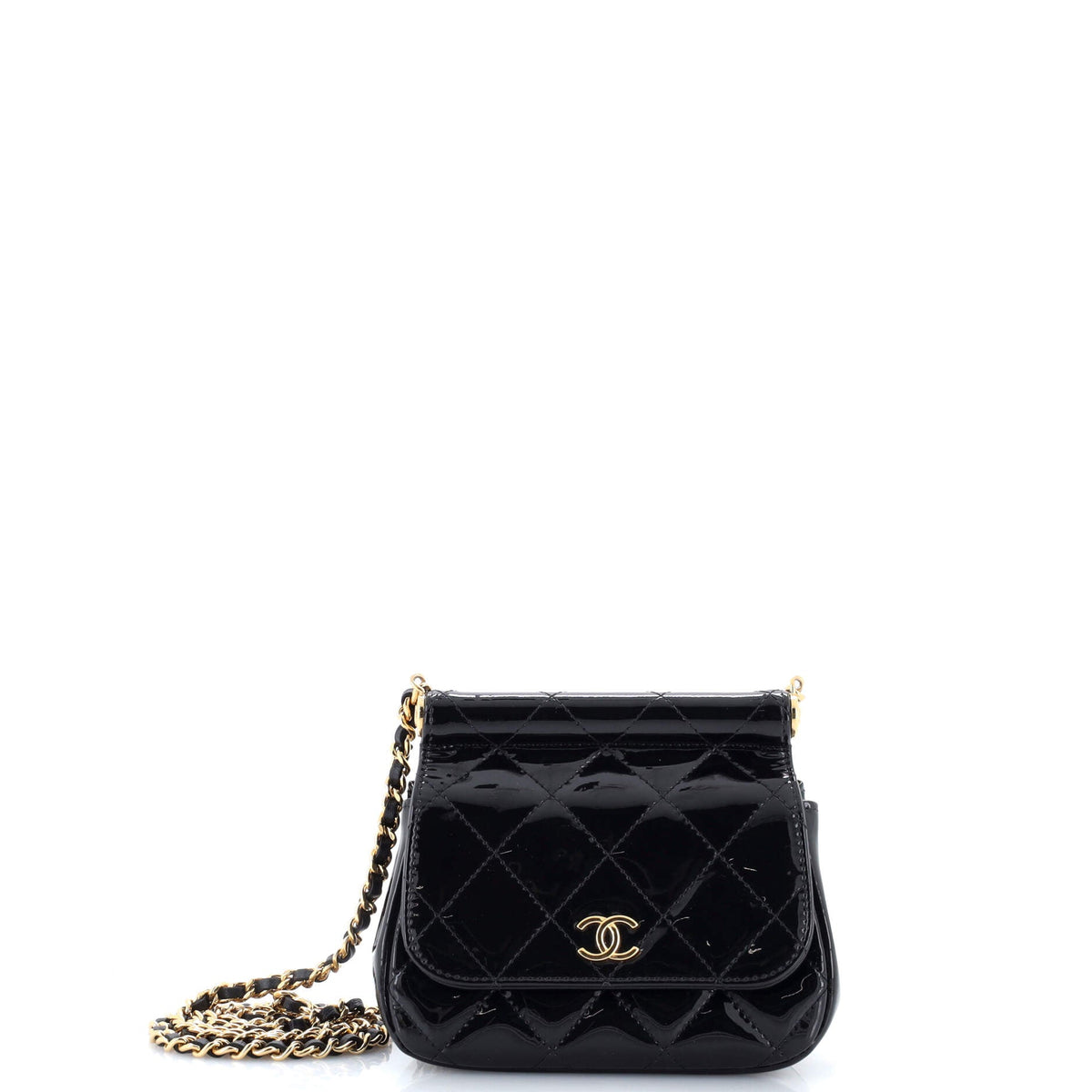 Chanel CHANEL CC Frame Flap Clutch with Chain Quilted Patent